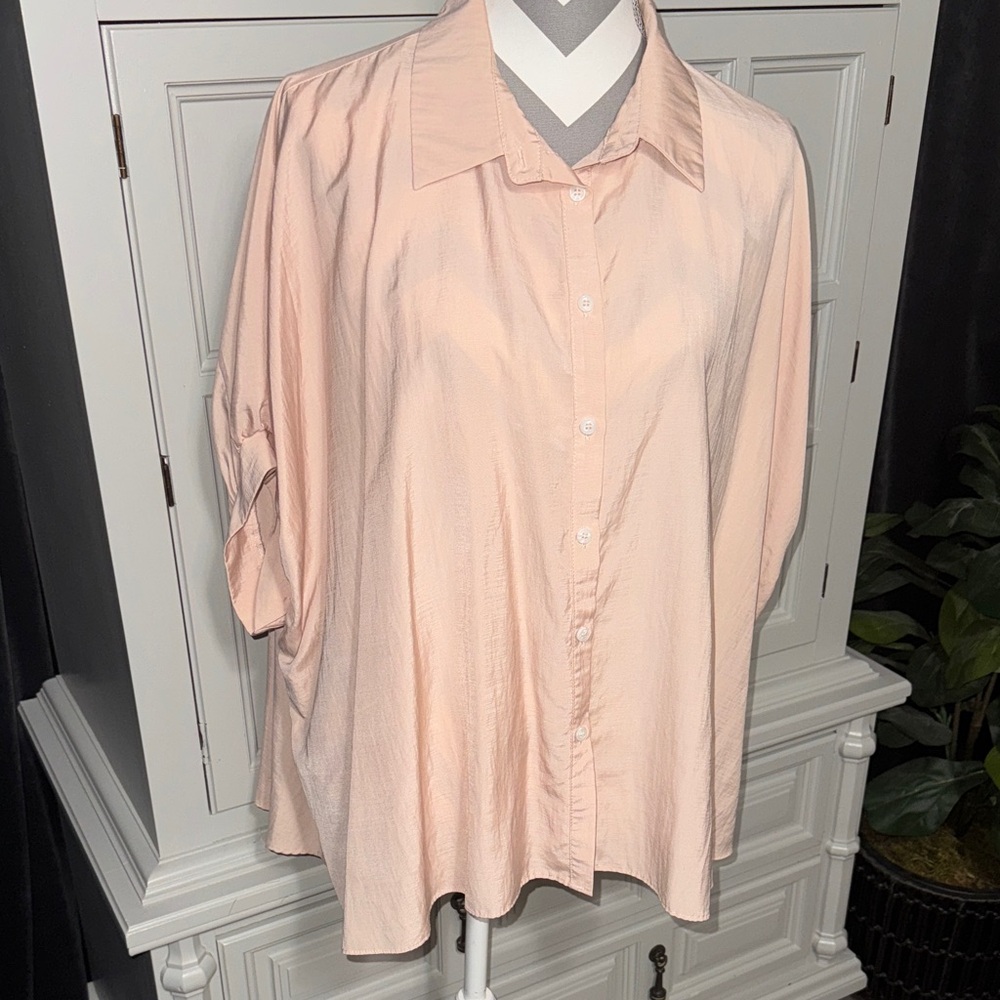Mustard Seed Women's Pink Button-Up Blouse Size Medium